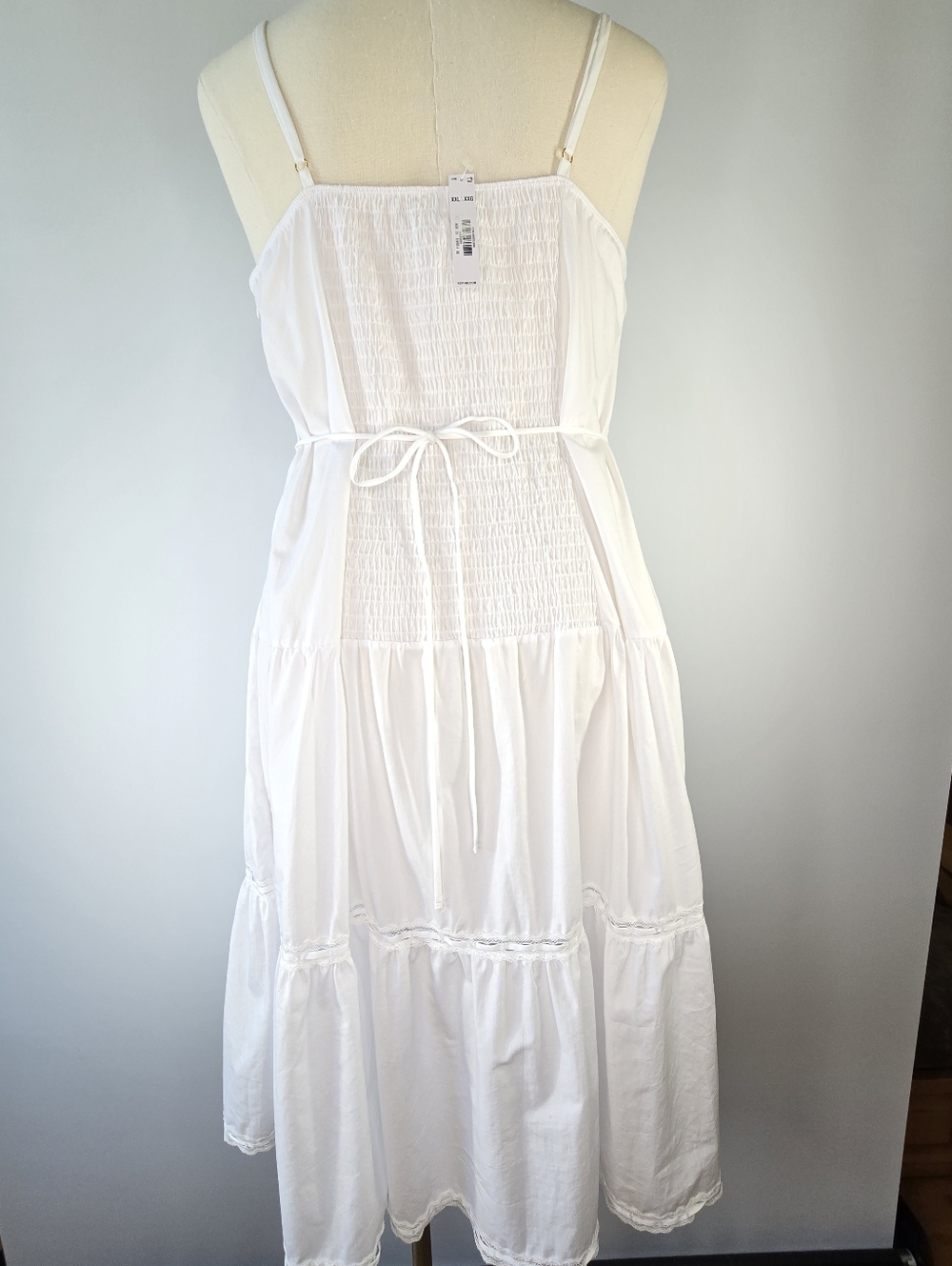 VS PINK x Frankies Bikinis White Cotton Poplin Lace & Ribbon Trim Maxi Dress XXL - Picture 2 of 11